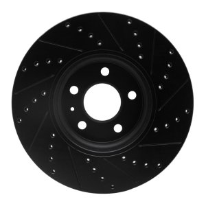 Audi A4 Allroad Brake Rotor (1) - Front Left - R1 Concepts - Drilled & Slotted - Black - `11-`17